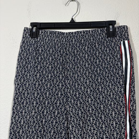 Grey State Womens XS Ulla Printed Pants Tile Print Navy Cotton Linen Elastic - Picture 3 of 10